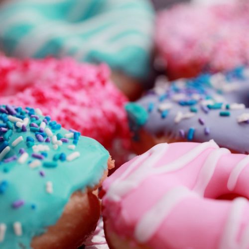 donuts with purple and pink icing