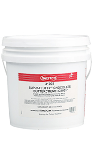 tub of Sup-R-Fluffy RTU Chocolate Buttercreme Icing 31002