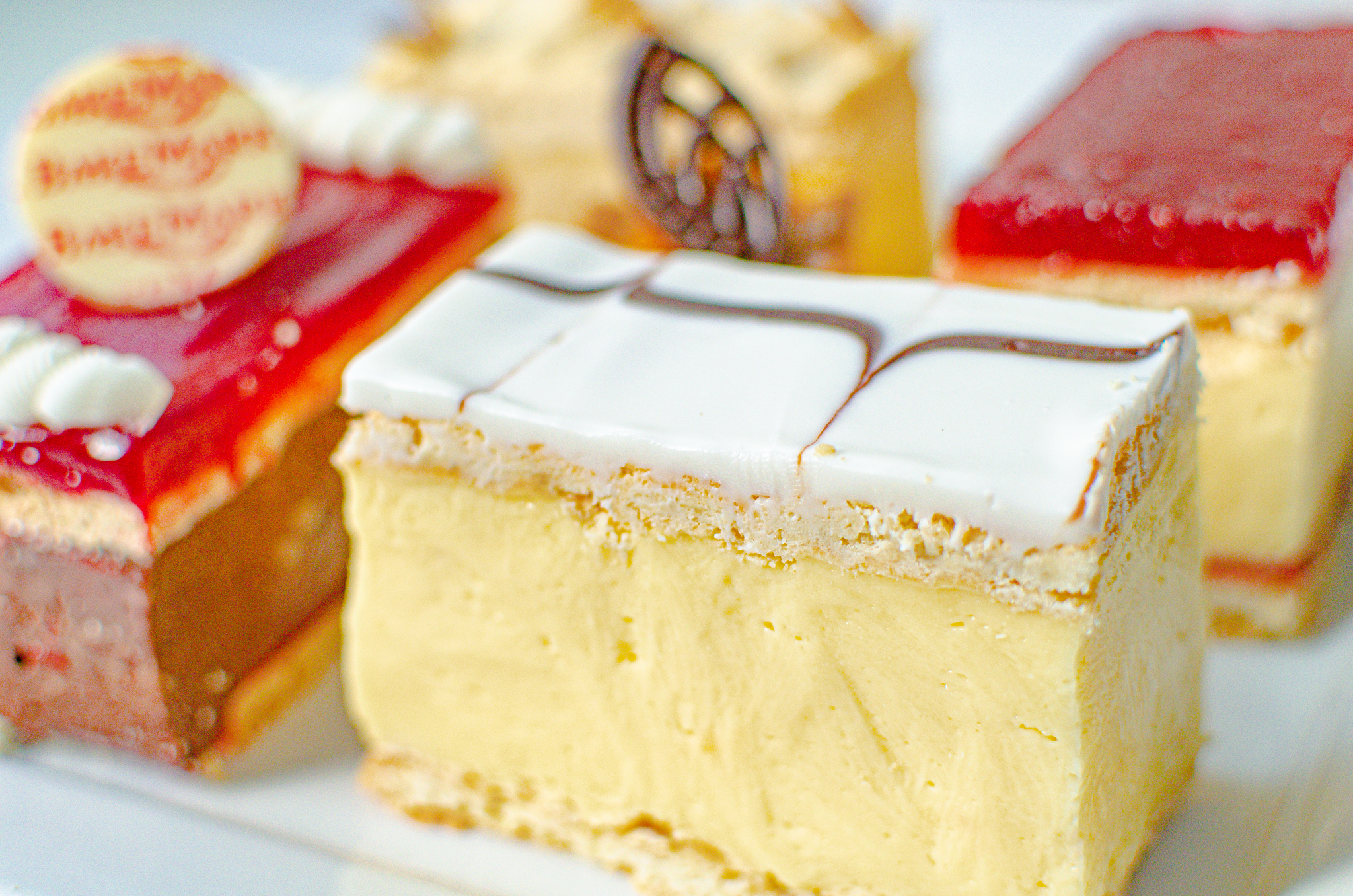 Three decorated snot block pastries