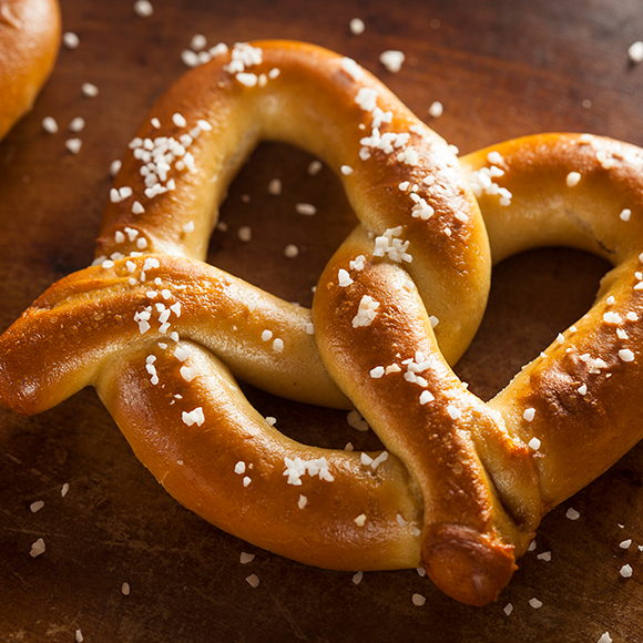 Giant pretzel with large salt grains