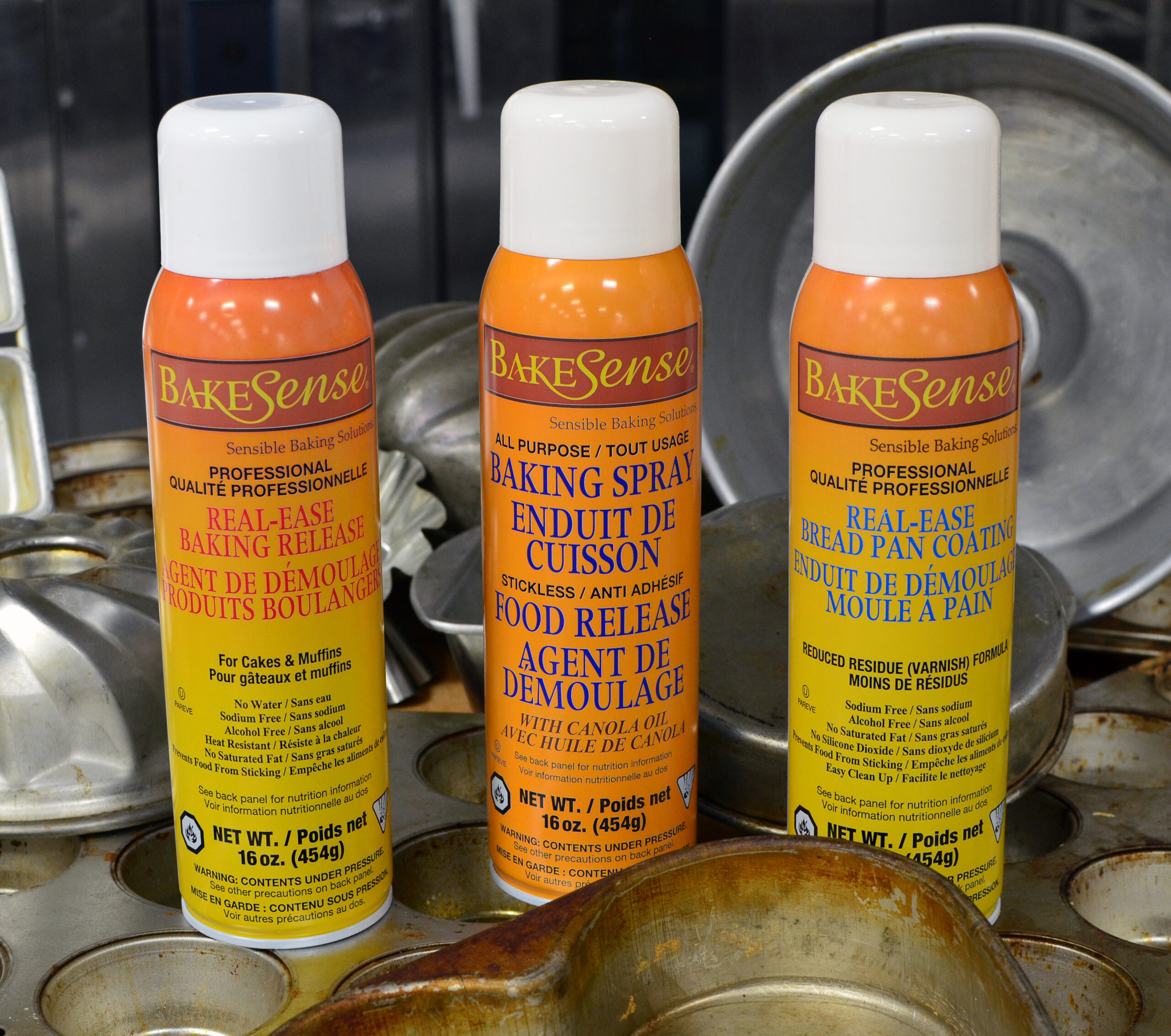 Three BakeSense cooking sprays