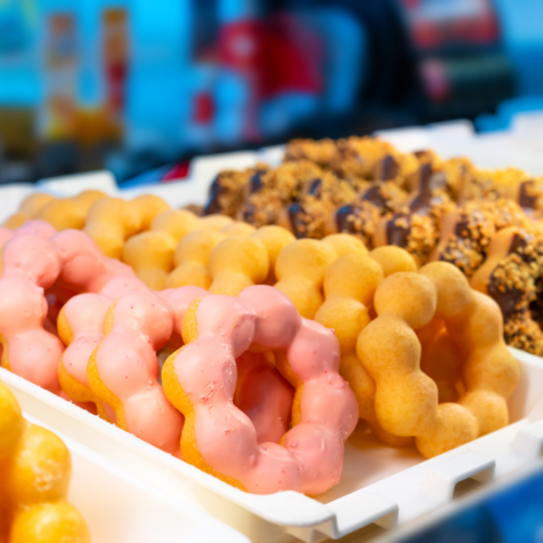 Assortment Of Mochi Donuts On Trays