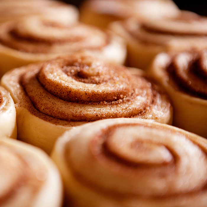 an assortment of cinnamon rolls