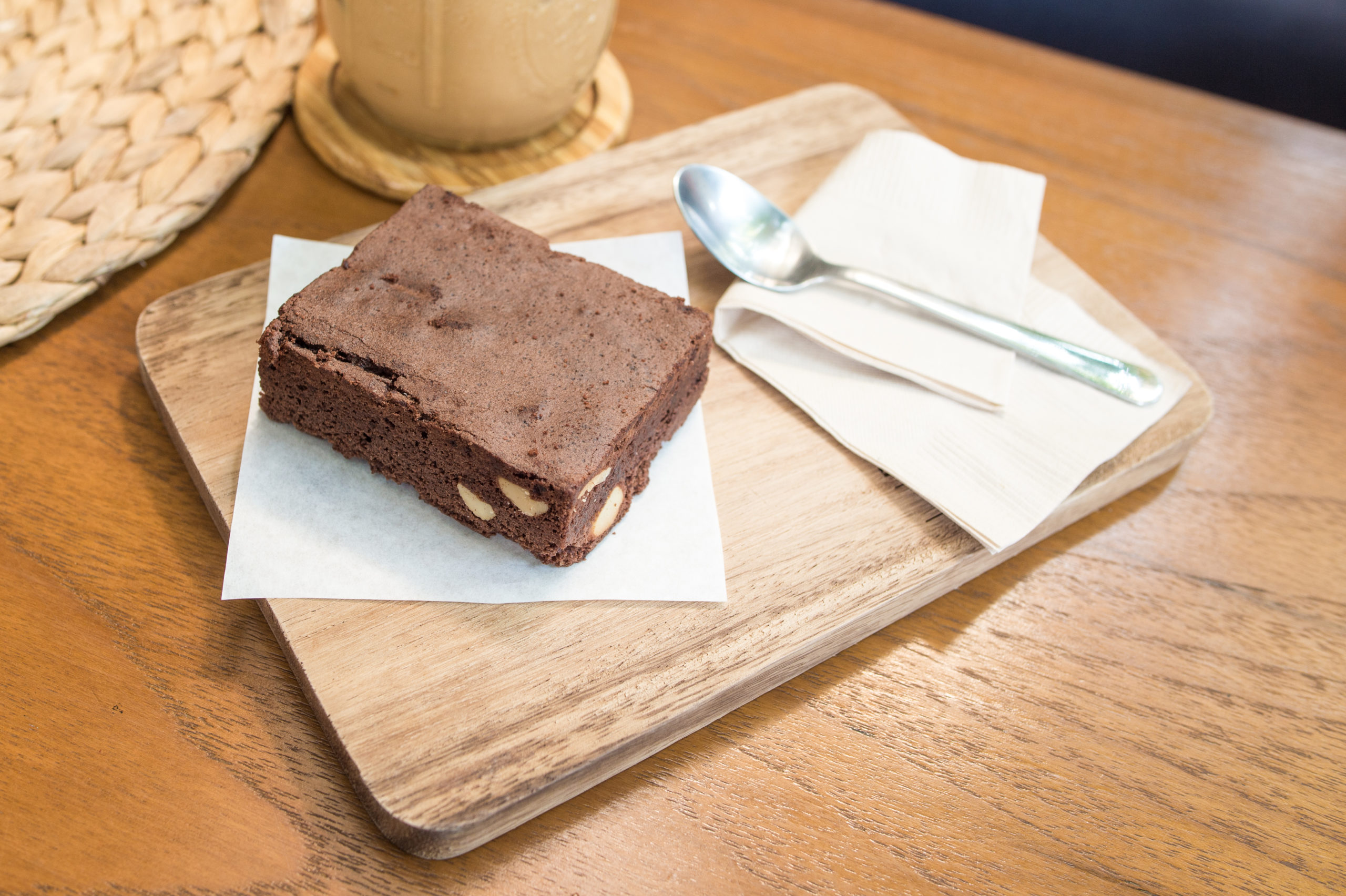 brownie sitting on top of pastry tissue