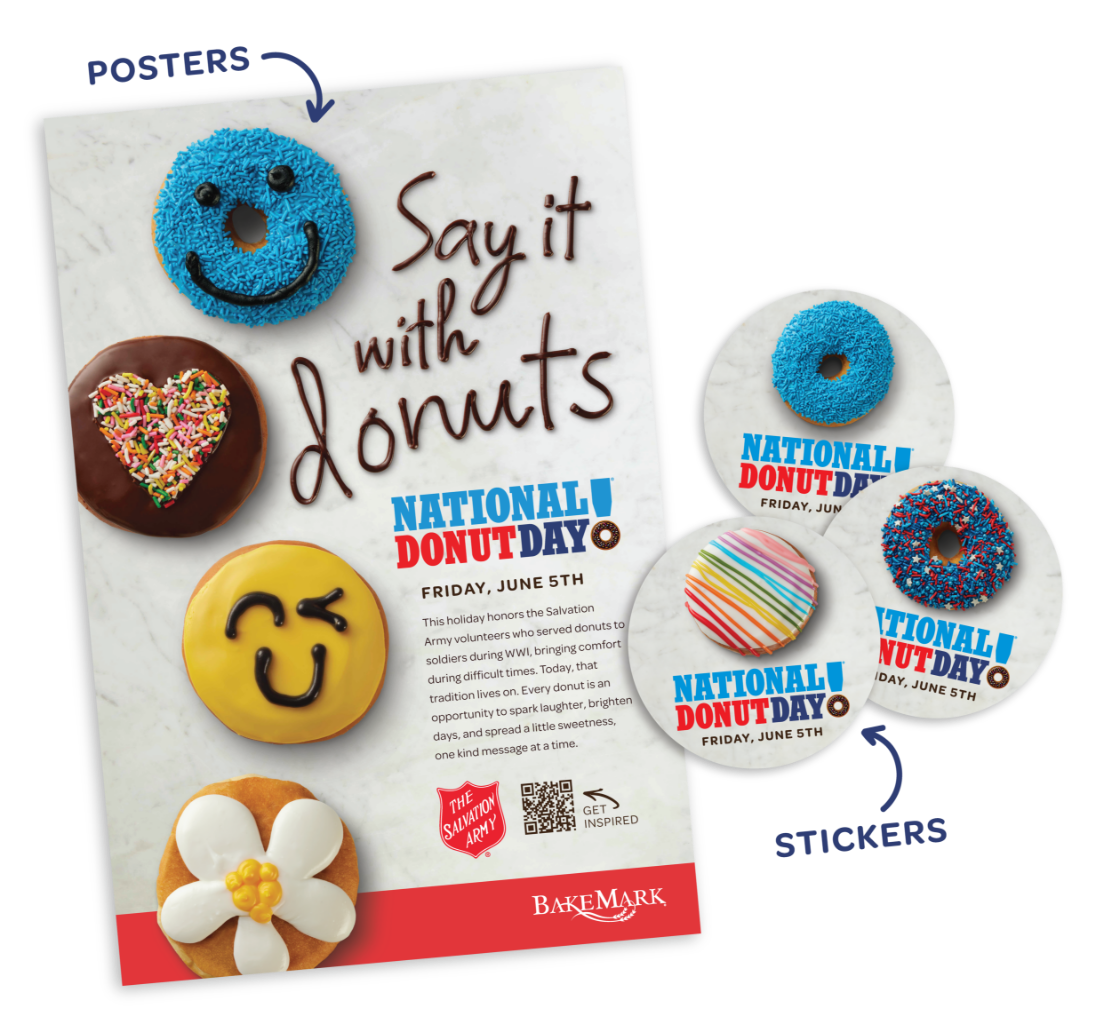 National Donut Day 2026 poster and stickers